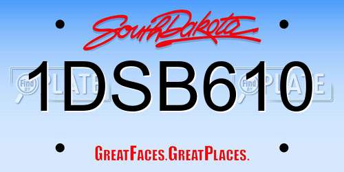 1DSB610 South Dakota License Plate