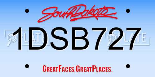 1DSB727 South Dakota License Plate