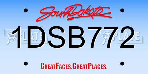 1DSB772 South Dakota License Plate