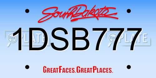 1DSB777 South Dakota License Plate