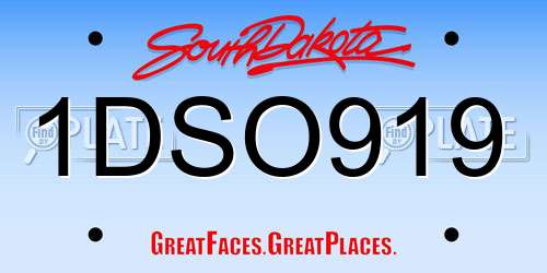 1DSO919 South Dakota License Plate