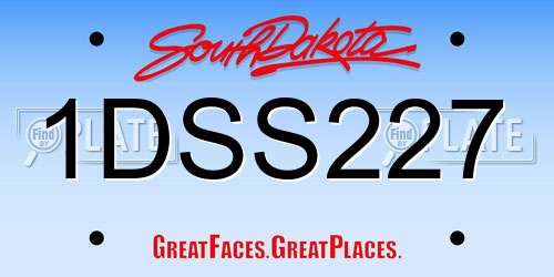 1DSS227 South Dakota License Plate