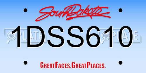 1DSS610 South Dakota License Plate
