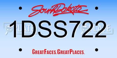 1DSS722 South Dakota License Plate