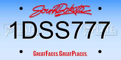 1DSS777 South Dakota License Plate