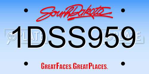 1DSS959 South Dakota License Plate