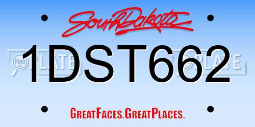 1DST662 South Dakota License Plate