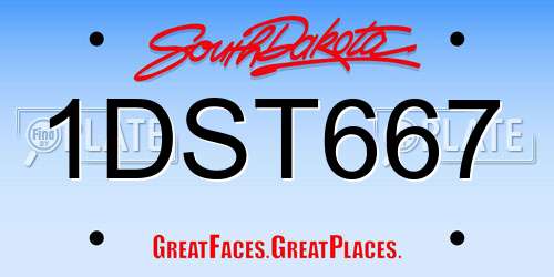 1DST667 South Dakota License Plate