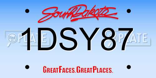 1DSY87 South Dakota License Plate