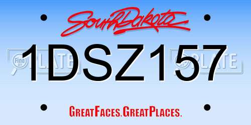 1DSZ157 South Dakota License Plate