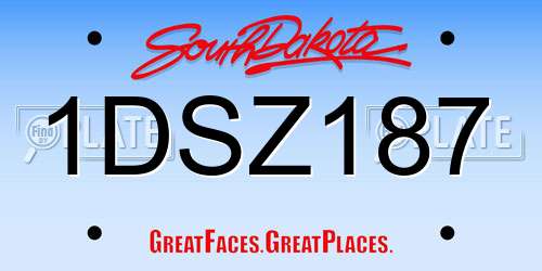 1DSZ187 South Dakota License Plate