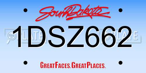1DSZ662 South Dakota License Plate