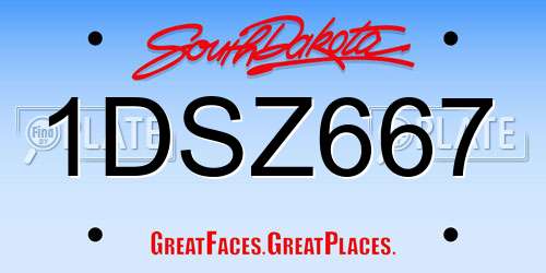 1DSZ667 South Dakota License Plate