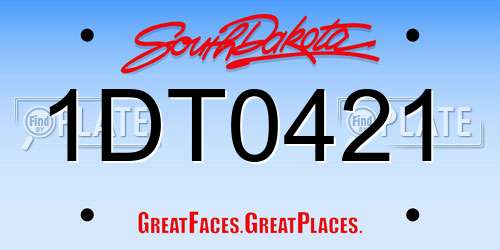 1DT0421 South Dakota License Plate