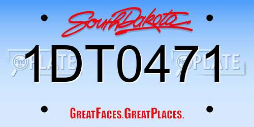 1DT0471 South Dakota License Plate