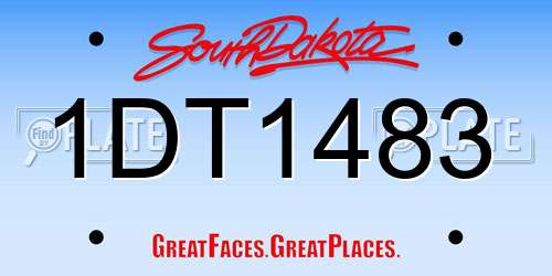 1DT1483 South Dakota License Plate