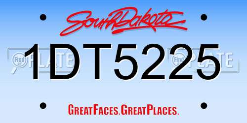 1DT5225 South Dakota License Plate