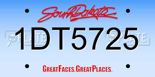 1DT5725 South Dakota License Plate