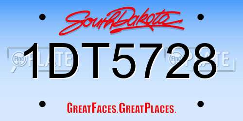 1DT5728 South Dakota License Plate