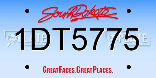 1DT5775 South Dakota License Plate