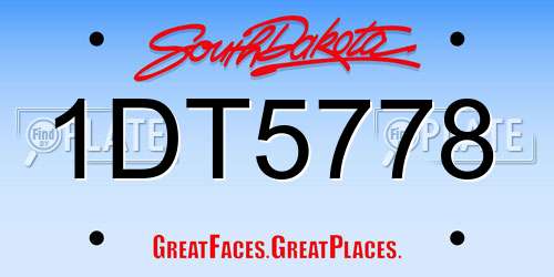1DT5778 South Dakota License Plate