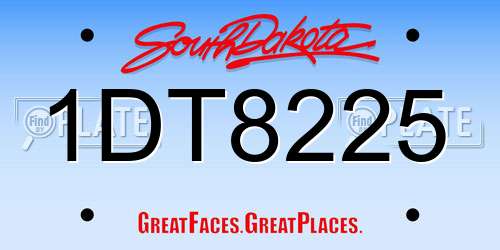 1DT8225 South Dakota License Plate