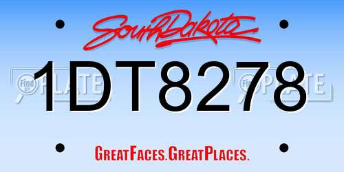 1DT8278 South Dakota License Plate