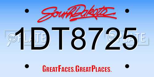 1DT8725 South Dakota License Plate