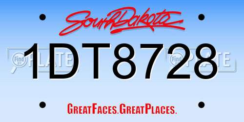 1DT8728 South Dakota License Plate