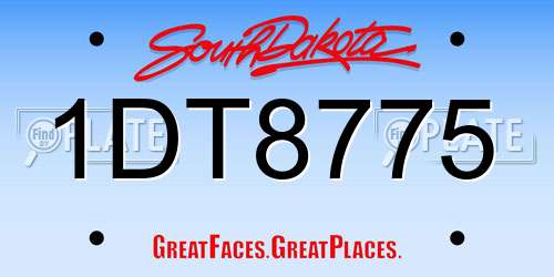 1DT8775 South Dakota License Plate