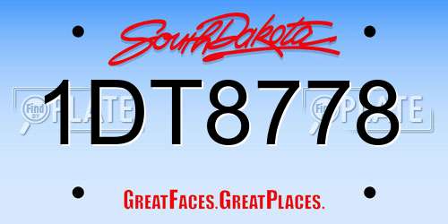 1DT8778 South Dakota License Plate
