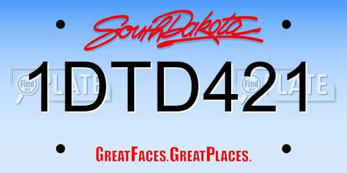 1DTD421 South Dakota License Plate