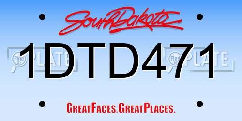 1DTD471 South Dakota License Plate