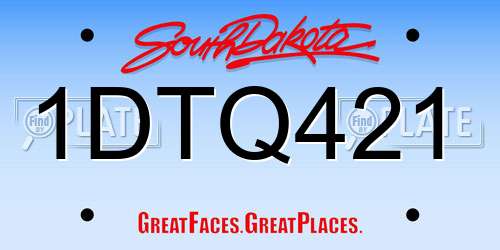 1DTQ421 South Dakota License Plate