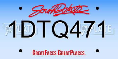 1DTQ471 South Dakota License Plate