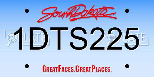 1DTS225 South Dakota License Plate