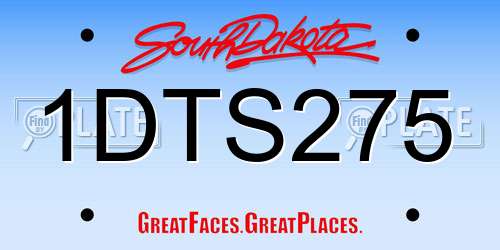 1DTS275 South Dakota License Plate