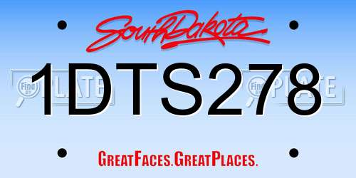 1DTS278 South Dakota License Plate
