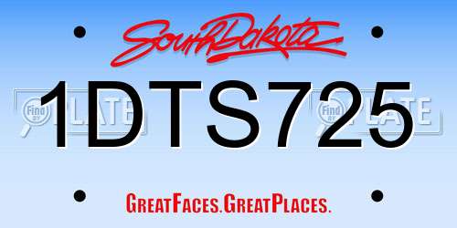 1DTS725 South Dakota License Plate