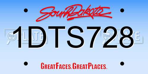 1DTS728 South Dakota License Plate