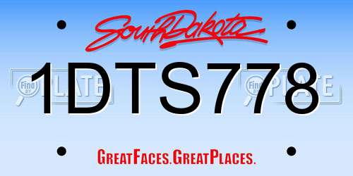 1DTS778 South Dakota License Plate