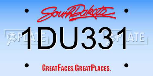 1DU331 South Dakota License Plate
