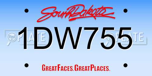 1DW755 South Dakota License Plate