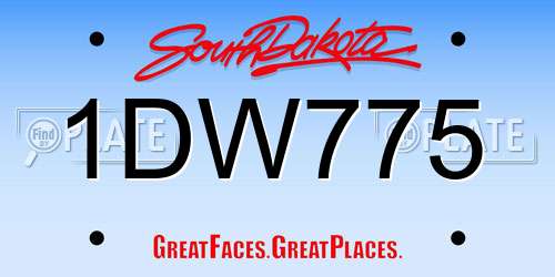 1DW775 South Dakota License Plate