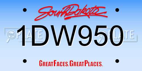 1DW950 South Dakota License Plate