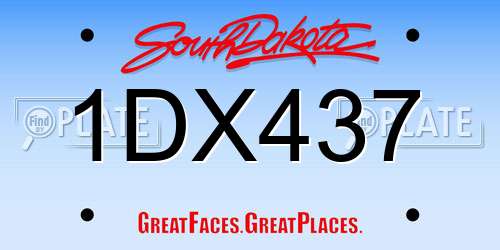 1DX437 South Dakota License Plate