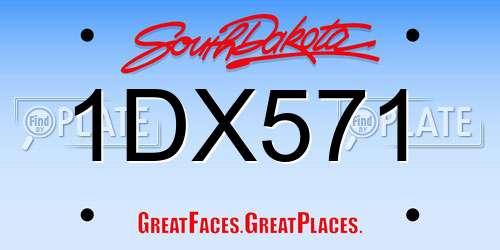 1DX571 South Dakota License Plate