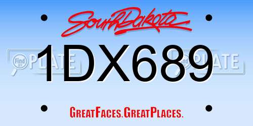 1DX689 South Dakota License Plate
