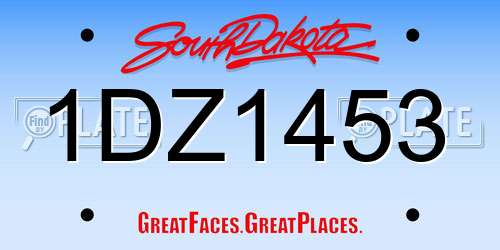 1DZ1453 South Dakota License Plate