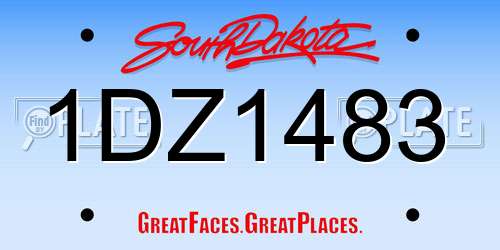1DZ1483 South Dakota License Plate